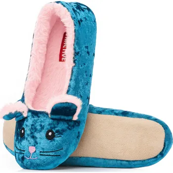 Dámské baleríny Lehké, třpytivé modré domácí balerínky ve tvaru MYŠKY - vel 36/37