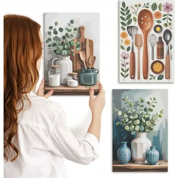 Obraz Sada obrazů do ložnice, kuchyně s rostlinnými motivy, 3x 20x30 cm