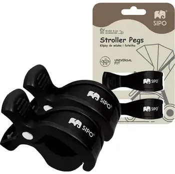 Kočárek Sipo Klipy na kočárek, 2ks, multifunkční, černá (SPSCA-20BL)