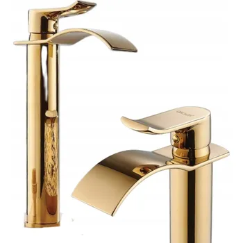 Vodovodní baterie Stojánková umyvadlová baterie Ari Waterfall zlatá