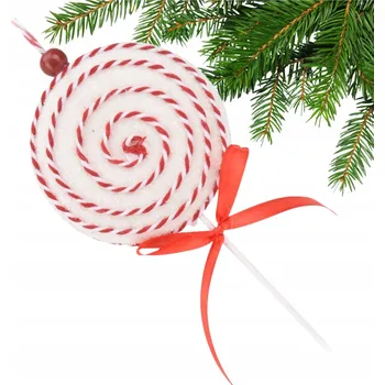 Vánoční dekorace Vánoční Baňky Lízátko červené tvary 20 cm 1 ks