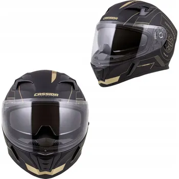 Helma na motorku Motocyklová Přilba + černé sklo černo-zlatá CASSIDA 3.0 GOLD 53-54 cm XS