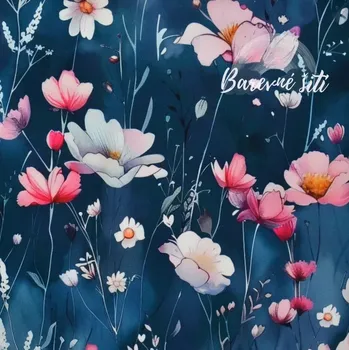 Zimní softshell Růžové kvítky na ocelové (E) (Zimní softshell potištěný)