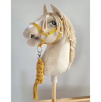 Hobby horsing Sada pro Hobby Horse: ohlávka A3 + vodítko z provazu - hořčicová