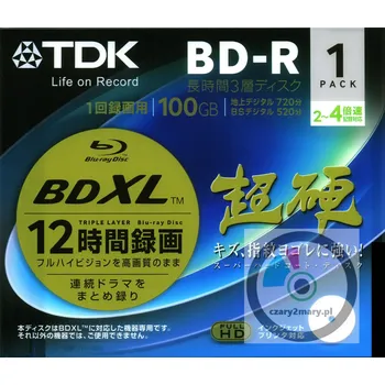 Optické médium TDK BD-R XL x4 100GB Potisknutelné 1 Ks slim case CD