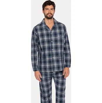 Pánské pyžamo GUASCH Pánské pyžamo FABIAN, Tmavě modrá, V dárkovém boxu, Bavlna 100%, Dlouhý rukáv - vel. M