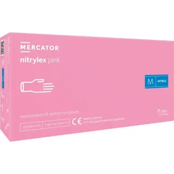 Příslušenství k barvení vlasů Mercator Nitrilex nepudrované rukavice - růžové, velikost S, 100 ks