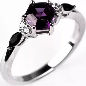 Prsten Obelisk Violet Black - zásnubní prsten ze stříbra s barevnými zirkony