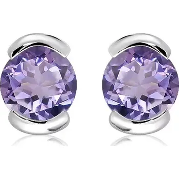 Náušnice Hela S Amethyst - stříbrné náušnice s ametystem