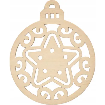 Vánoční dekorace DŘEVĚNÁ VÁNOČNÍ KOULE NA VÁNOČNÍ STROMEK HVĚZDA NOVOROČNÍ