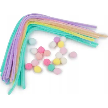 kreativní sada Kreativní sada chlupatých drátků s bambulkami – pastelové barvy
