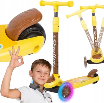 Koloběžka TŘÍKOLOVÁ KOLOBĚŽKA PRO DĚTI BALANČNÍ LED HUDBA NASTAVITELNÁ VOLANT