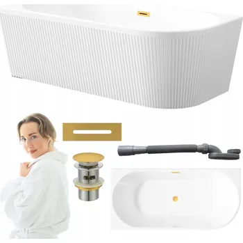 Vana Volně stojící akrylátová vana Invena Glamour, odtok uprostřed, 170 x 80 cm