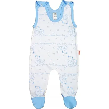 Kojenecký overall BAVLNĚNÉ overaly na spaní MEDVÍDCI SVĚTLE MODRÁ velikost 68 KLEKLE