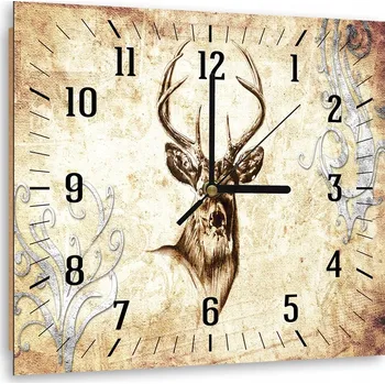 Hodiny Nástěnné hodiny do obýváku Jelen Vintage 80x80 cm