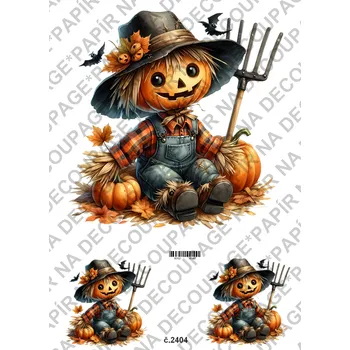 Umělecký papír Rýžový a soft papír na decoupage - Strašák, dýně - KB2404 Materiál: Soft, Rozměr: A4