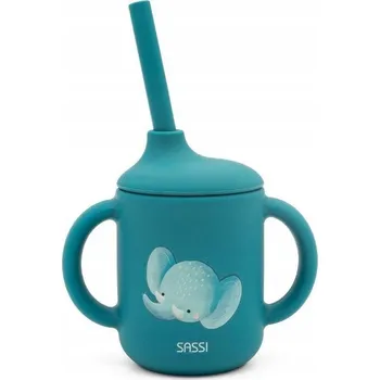Silikonový hrneček s brčkem pro děti Slon SASSI