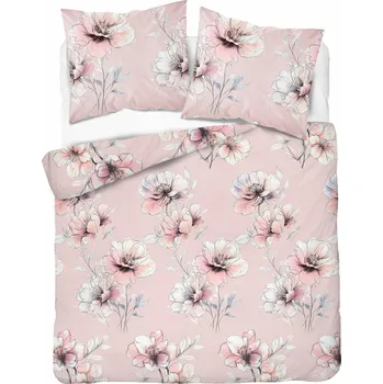 Povlečení Flanelové Povlečení 220x200 KVĚTINY pudrová růžová THICK 160 g