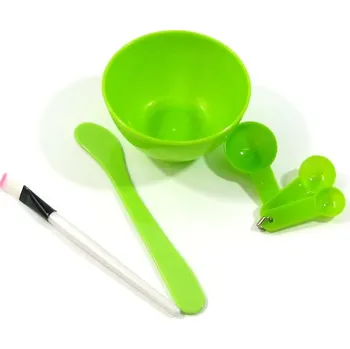 Kosmetický štětec Sada na pleťové masky: Plastová miska, štěteček, 3 odměrky