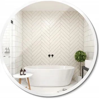 Zrcadlo Dekorativní Zrcadlo na Zeď Loftové Fi 70 Cm Kulaté Skleněné s Bílým Okrajem