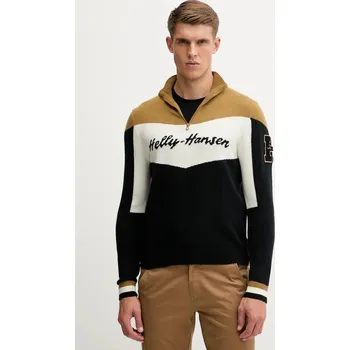 Pánský svetr Svetr Helly Hansen Apres pánský, červená barva, s pologolfem, 66025 99X, vel. L