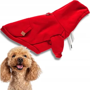 Obleček pro psa VELMI TEPLÁ MIKINA pro psy, TEPLÁKOVKA s kapucí Woofie červená L