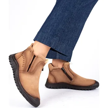 Dámské sandále Dámské béžové kotníčkové boty Letizia z broušené kůže bez šněrování Velikost: 37