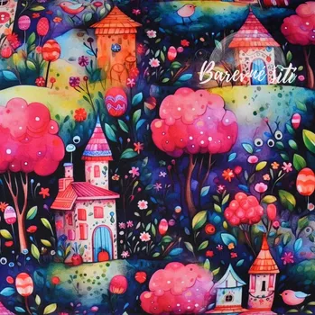 Zimní softshell Veselá jarní vesnička (E) (Zimní softshell potištěný)