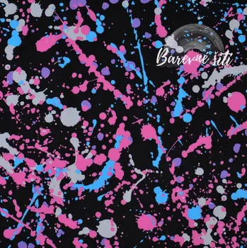 Zimní softshell Růžovofialové cákance na černé (E) (Zimní softshell potištěný)