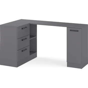 Psací stůl ROHOVÝ PSACÍ STŮL MODERNÍ ZÁSUVKY GRAFIT 155x85x78 cm KANCELÁŘSKÝ KONTEJNER