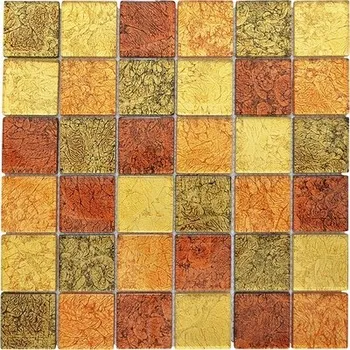 Obklad Skleněná mozaika, skleněná dlaždice mix oranžová 48x48