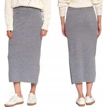 Dámská sukně Dámská midi SUKNĚ , šedá, s tužkovým vzorem, s rozparkem, velikost MORAJ S/M