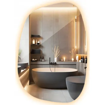 Zrcadlo Dekorativní LED Zrcadlo s teplým světlem do koupelny, kosmetické, s upevněním