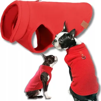 Obleček pro psa Fleeceová vesta pro psa WARMZY teplá zimní vesta s úchytem na vodítko, červená XL