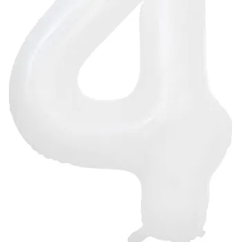 Balónek Bílý BALÓN Velká ČÍSLICE 4 BÍLÁ 100 cm k NAROZENINÁM 40 palců