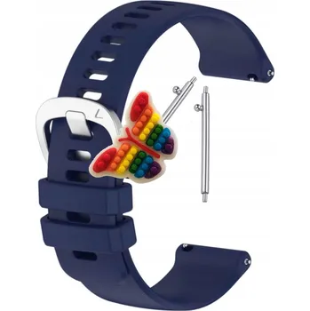 Řemínek na hodinky Řemínek / Řemínek pro Rubicon RNCF04, Silikonový, Spona Stříbrná, Tmavě Modrá, Nastavitelný