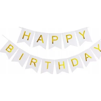 Narozeninová girlanda PartyPal 801534 happy birthday bílo-zlatá