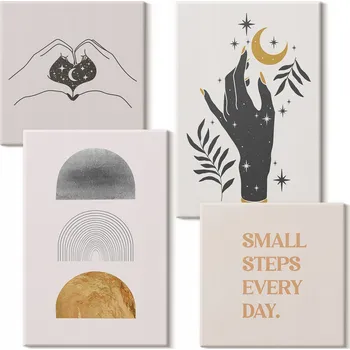 Obraz Vícedílný Obraz Na Plátně Minimalistické boho ilustrace, sada 4 kusů