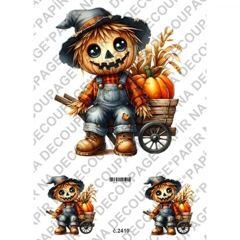 Umělecký papír Rýžový a soft papír na decoupage - Strašák, dýně - KB2410 Materiál: Soft, Rozměr: A4