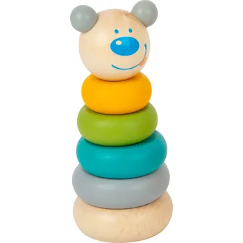 Dřevěná hračka small foot Nasazovací věž pastelová 1 ks medvěd