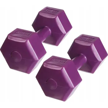 DrFit Šestihranné činky / závaží na cvičení fitness, sada 2x 3kg, fialové