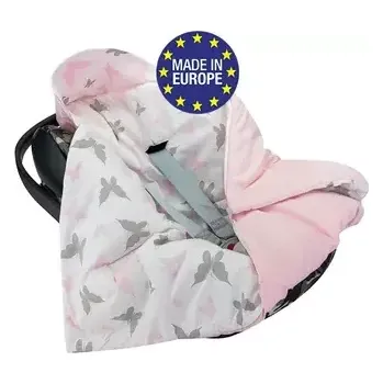 Dětská deka Bomimi Zavinovací deka do autosedačky VELVET motýlci, růžová (BO2307PIK014)