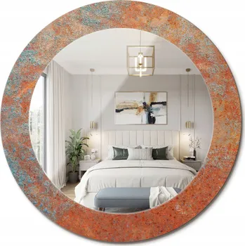 Zrcadlo Kulaté nástěnné dekorativní zrcadlo v skleněném rámu Rezavý kov pr. 60 cm