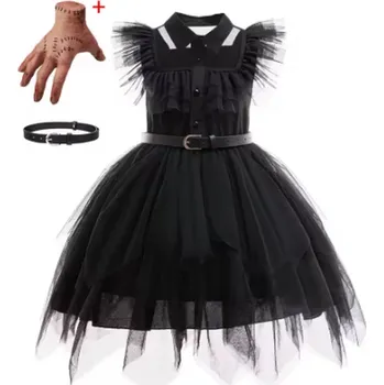 Karnevalový kostým Dětské šaty (kostým) Wednesday Addams i s doplňky Varianta: 06, Velikost: 110 (3 roky)