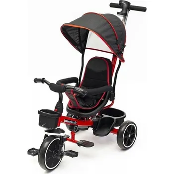 Dětské vozidlo Tříkolka Bauerkraft otočná 2v1 kočárek červená
