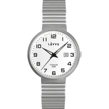Hodinky LAVVU LWM0220 Titanové pružné hodinky s vodotěsností LUNDEN White