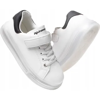 Dívčí tenisky Sportovní boty tenisky na suchý zip bílo-černé ekokůže adidasky Apawwa 36