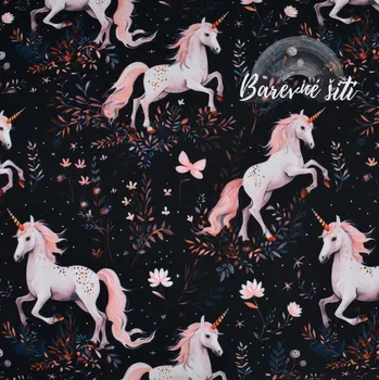 Zimní softshell Růžoví noční jednorožci (E) (Zimní softshell potištěný)