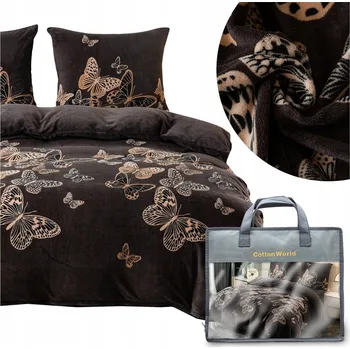Povlečení Povlečení 160x200 3dílné z mikrovlákna PLUSZOVÉ zimní chlupaté sada MARTINO motýli