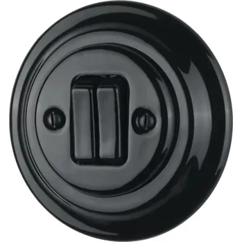 vypínač Bohemia-Design - Porcelánový retro dvojitý vypínač s rámečkem č. 5 černá